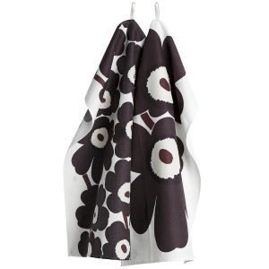 Marimekko Unikko Keittiöpyyhe Valkoinen / Tummanharmaa / Ruskea 2 Kpl