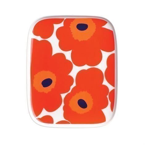 Marimekko Unikko Lautanen 15x12 cm Punainen-Valkoinen