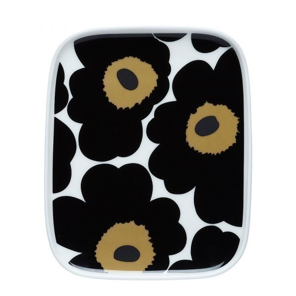 Marimekko Unikko Lautanen Valkoinen / Musta 15 Cm