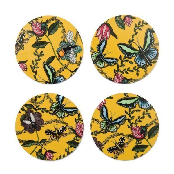 Nadja Wedin Design Bugs & Butterflies Lasinalunen Ø9 Cm 4-Pakkaus