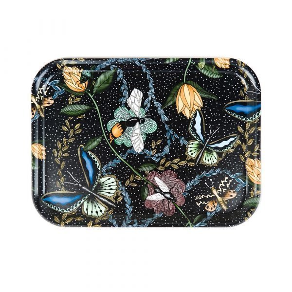 Nadja Wedin Design Bugs & Butterflies Tarjotin Musta 27x20 Cm