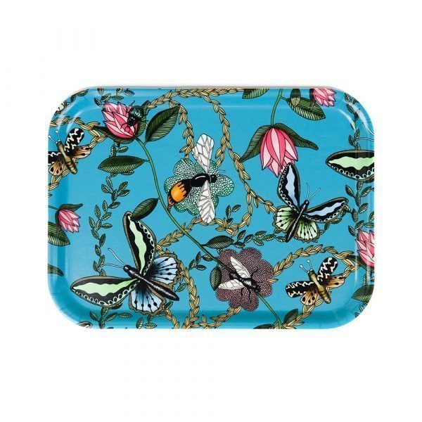 Nadja Wedin Design Bugs & Butterflies Tarjotin Turkoosi 27x20 Cm