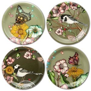 Nadja Wedin Design Wagtails Spring Lasinalunen Ø11 Cm 4-Pakkaus