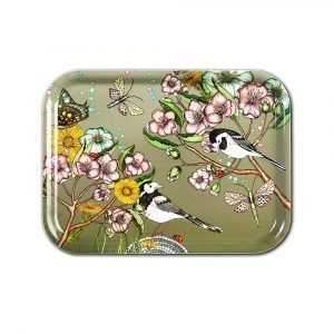 Nadja Wedin Design Wagtails Spring Tarjotin Moss 27x20 Cm