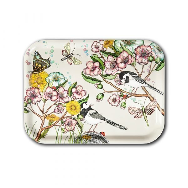 Nadja Wedin Design Wagtails Spring Tarjotin Offwhite 27x20 Cm