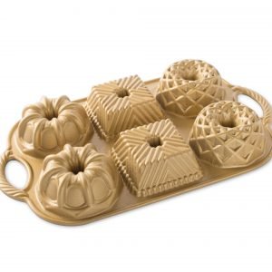 Nordic Ware Geo Bundtlette Anniversary Gold Kakkuvuoka