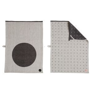 Oyoy Dot Keittiöpyyhe Musta / Valkoinen 50x70 Cm 2-Pakkaus