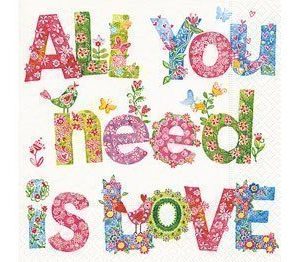 Paperiservetti All you need is love 20kpl 33cm x 33cm