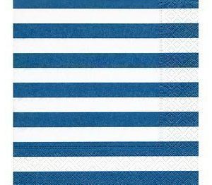 Paperiservetti Sininen/valkoinen-stripes 20kpl 33cm x 33cm