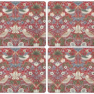 Pimpernel Strawberry Thief Tabletti Korkki Punainen 40x30 Cm 4 Kpl