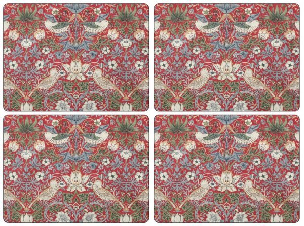 Pimpernel Strawberry Thief Tabletti Korkki Punainen 40x30 Cm 4 Kpl