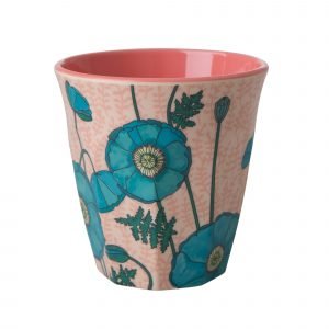 Rice Blue Poppy Print Muki Melamiini 9 Cm