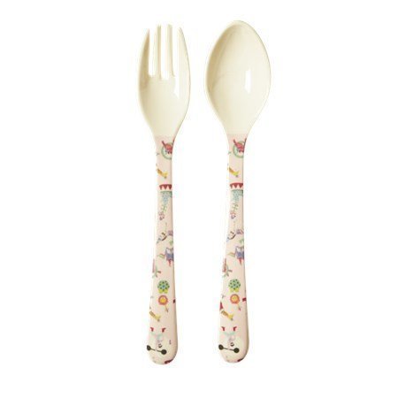 Rice Kids Melamine Spoon and Fork with Circus Print