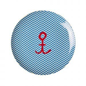 Rice Lasten Lautanen Sailor Stripe And Anchor Print 20 Cm