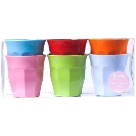 Rice Medium Melamine Curved Cups - 6 Pack Bright Colors