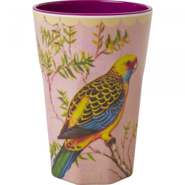 Rice Muki Latte Melamiini Vintage Budgie Print Purple