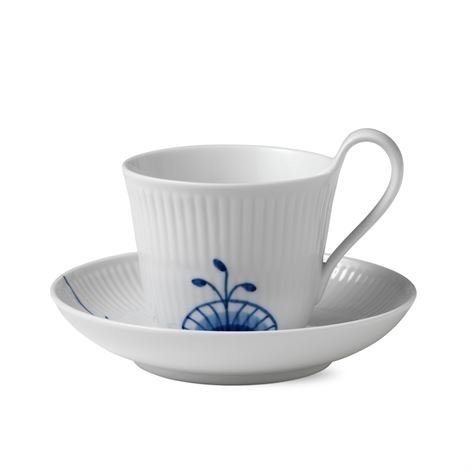 Royal Copenhagen Blue Fluted Mega Sininen Kuppi Ja Aluslautanen 2 25 cl - Korkea Korva