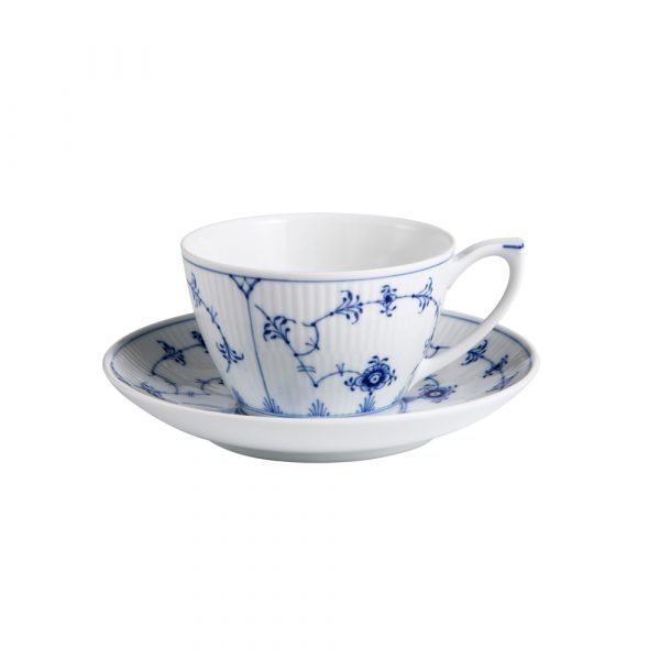 Royal Copenhagen Blue Fluted Plain Kuppi Ja Lautanen 28 Cl