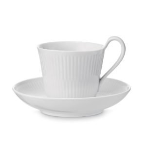 Royal Copenhagen White Fluted Kahvikuppi & Lautanen 25 Cl