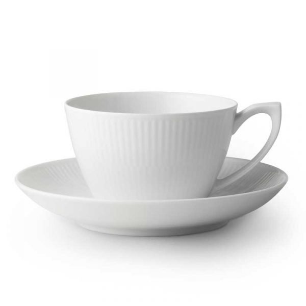 Royal Copenhagen White Fluted Teekuppi Ja Vati 28 Cl