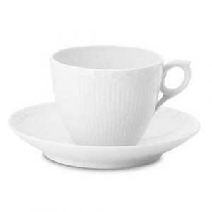 Royal Copenhagen White Half Lace Kahvikuppi Ja Aluslautanen 17 Cl