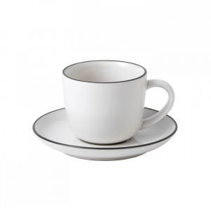 Royal Doulton Bread Street Espressokuppi Ja Lautanen Valkoinen 13 Cl