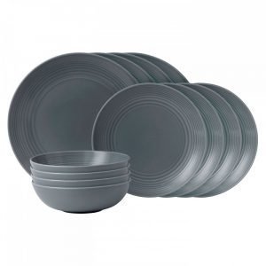 Royal Doulton Maze Grey Ruokailuastiasto 12-Osainen