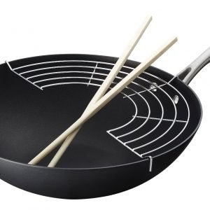 Scanpan Pro Iq Wokkipannu Ritilällä Ja Puikoilla Ruostumaton Teräs 32 Cm