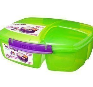 Sistema Lunch 2016 2L Triple Split Lunch Box withYogurt Pot