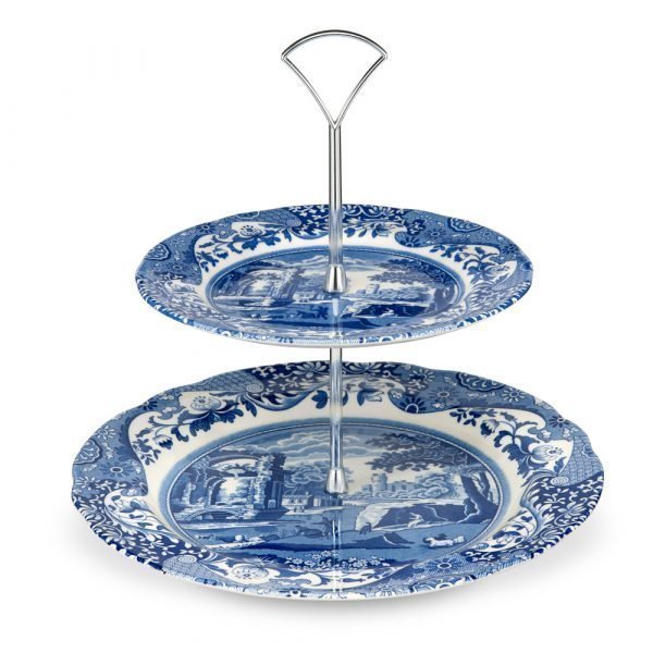 Spode Blue Italian 2 Kerroksinen Kakkuvati 270 Mm