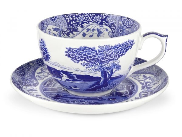 Spode Blue Italian Jumbokuppi Asetilla Posliini 56 Cl