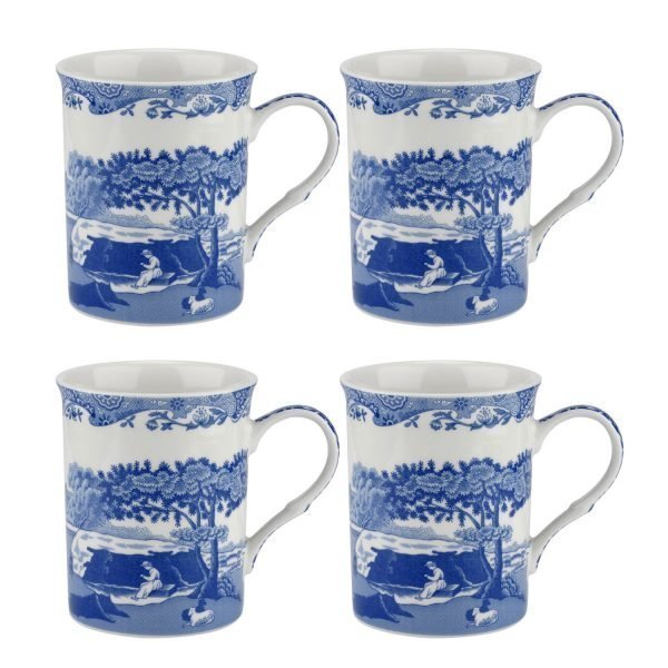 Spode Blue Italian Muki Sininen / Valkoinen 4-Pakkaus