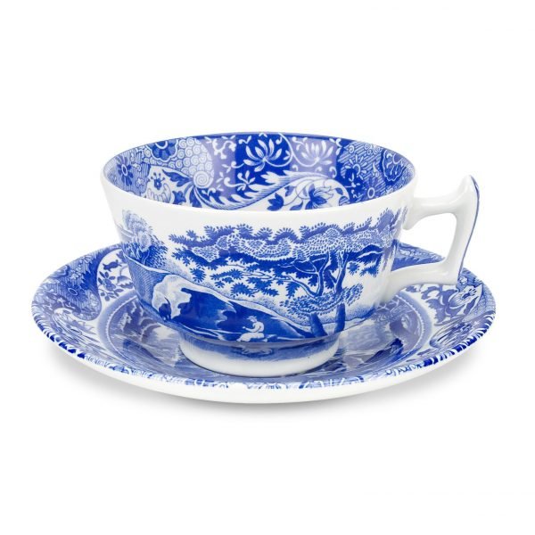 Spode Blue Italian Teekuppi Asetilla Posliini 20 Cl