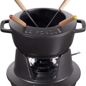 Staub Fondue Setti Valurauta Musta 1.1 L