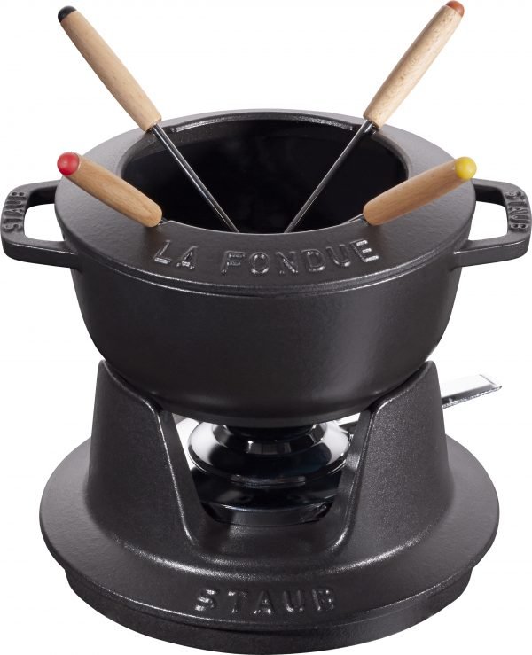 Staub Fondue Setti Valurauta Musta 1.1 L