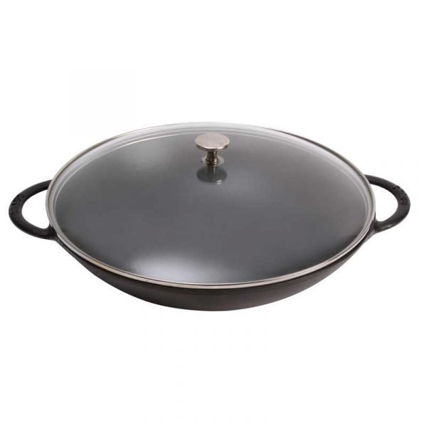 Staub Wokki Pannu Valurautaa Lasikannella Musta 37 Cm