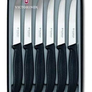 Victorinox Pöytäveitsisatsi musta pöyreä terä SwissClassic 6-pack