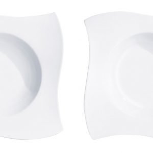 Villeroy & Boch New Wave Lautaset Syvä Valkoinen Ø 24 Cm 2 Kpl