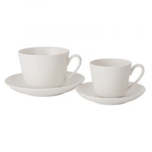 Villeroy & Boch Twist White Kahvi / Teekuppi Ja Lautanen