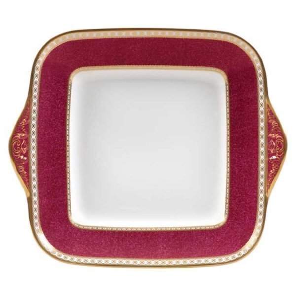 Wedgwood Ulander Powder Ruby Leipä & Voilautanen Neliskulmainen 27 Cm